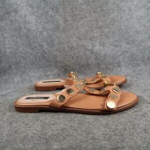 Kensie Shoes Womens 7 Fashion Sandal Flats Slide Slip On Embellished Brown